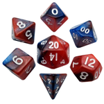 10mm Mini Red, Blue w/White Dice Set