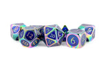 16mm Rainbow with Blue Enamel 16mm Polyhedral Dice Set