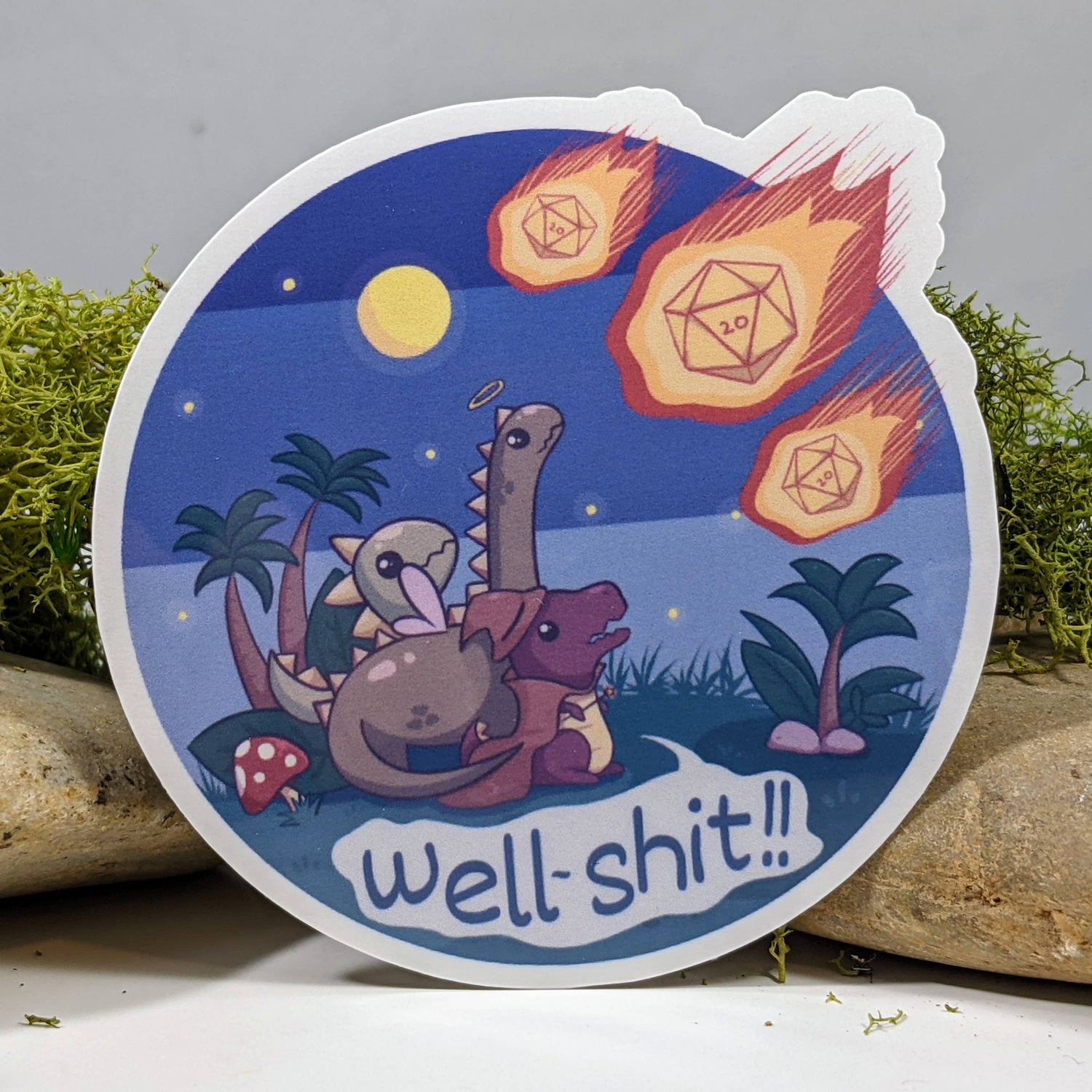 Well Shit Round Meteor Tabletop Gaming Sticker - 2.5"