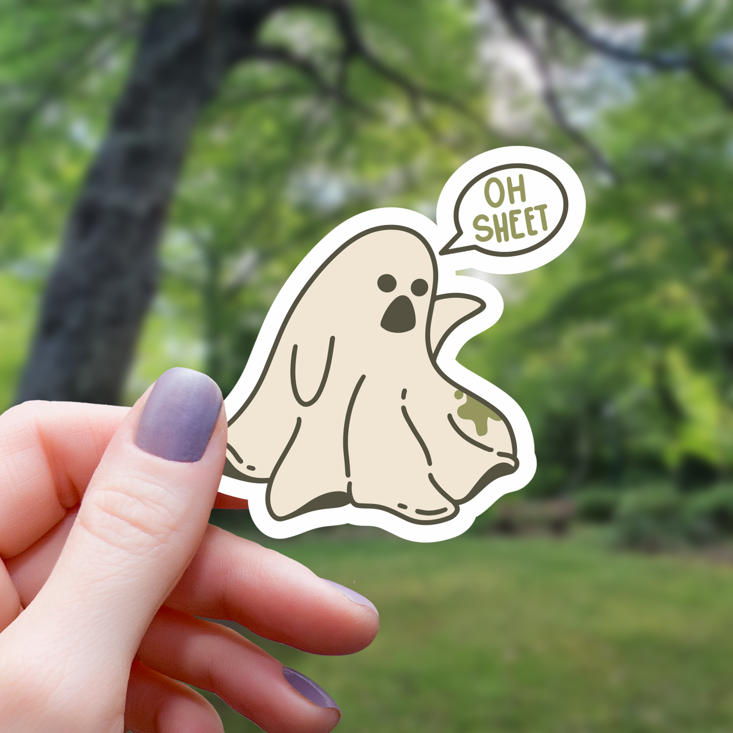 Oh Sheet Funny Ghost Sticker - 3"