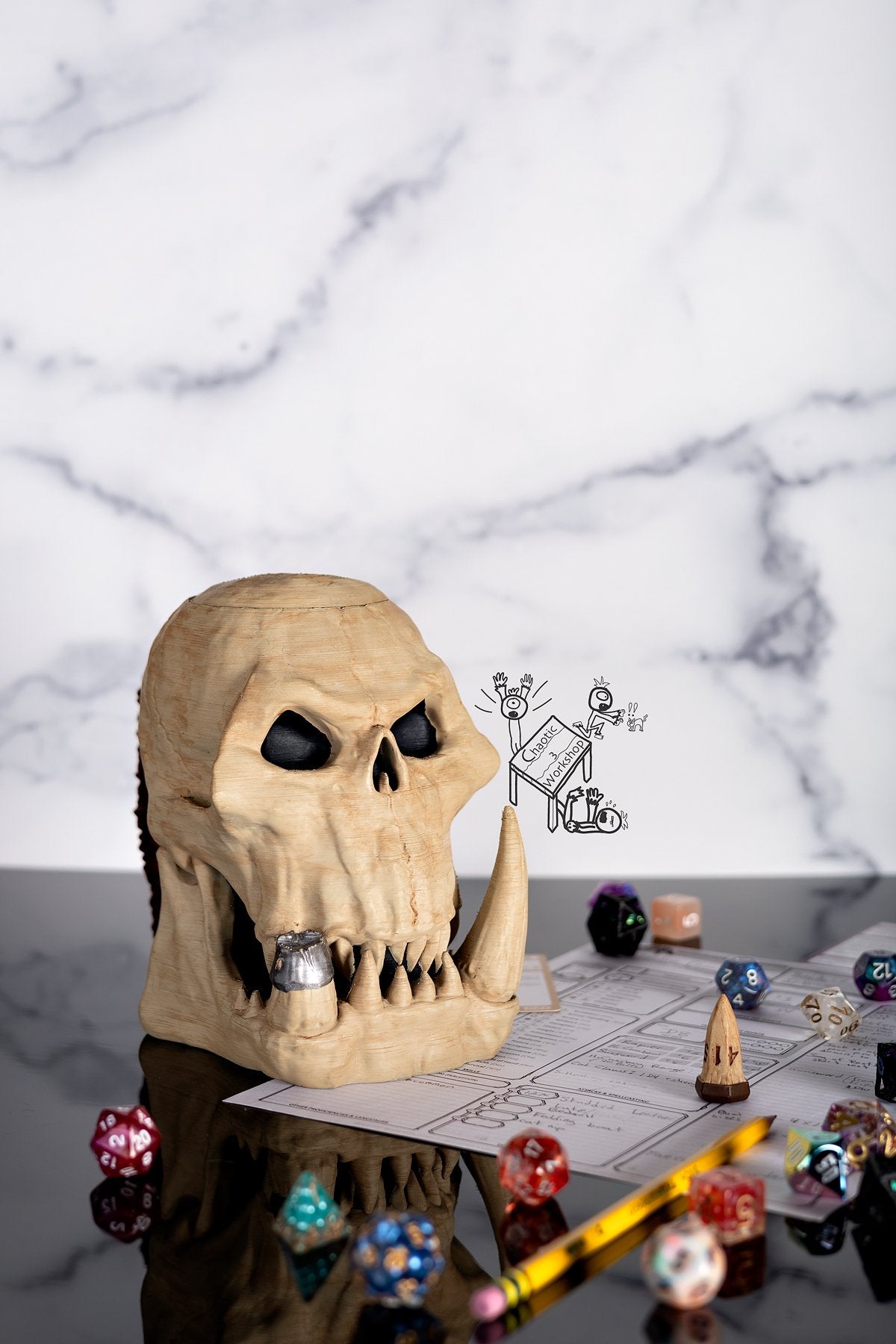 Orc Skull Mug w/Lid & Insert