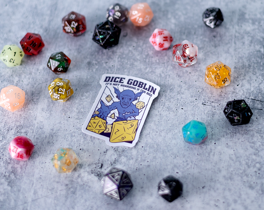 Dice Goblin Throwing Dice RPG Sticker - 3"