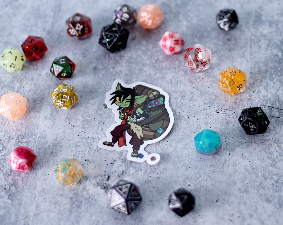 Dice Goblin Hoarding Dice Sticker - 3"