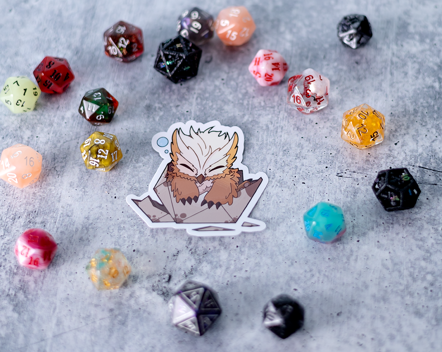 Baby Tabletop RPG Monster D20 Polyhedral Dice Sticker - 3"