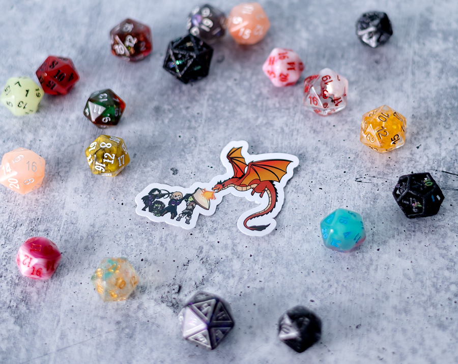 Dragon Attacking Adventurers Sticker - 3"