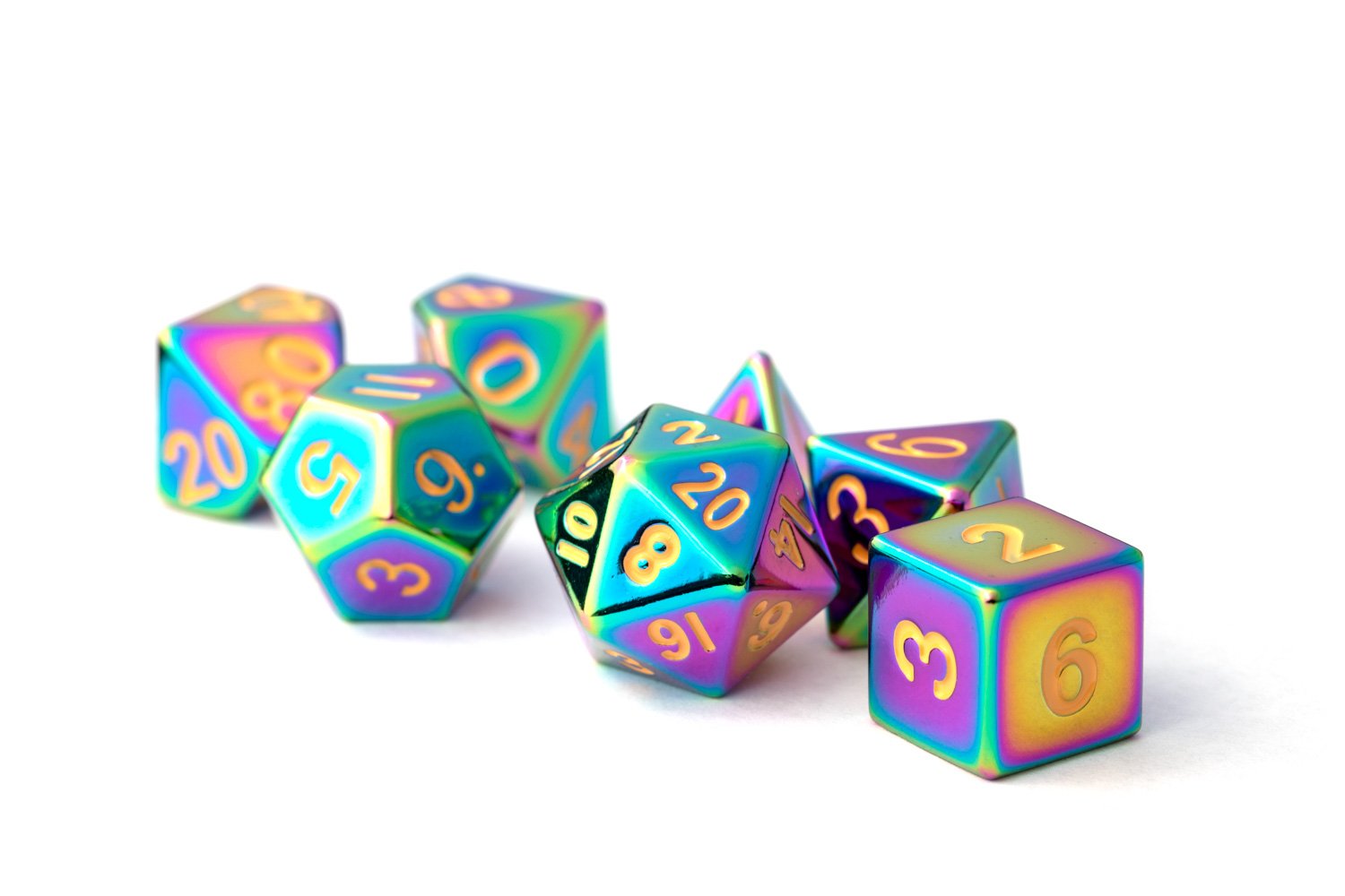 Torched Rainbow 16mm Polyhedral Dice Set