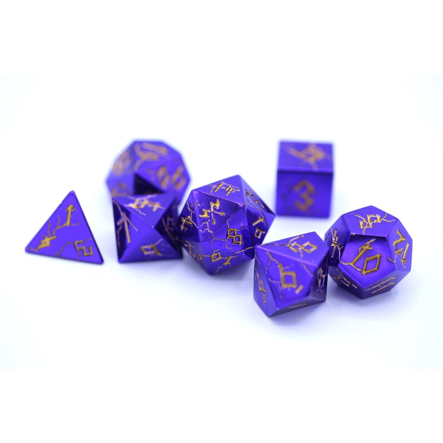 Purple Chrome with Gold Barbarian Dice Set